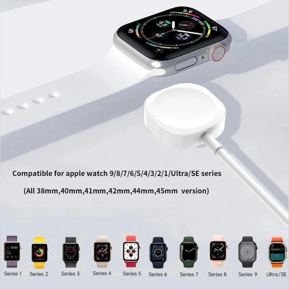 White Wireless Charger For Apple Watch With USB-C Cable
